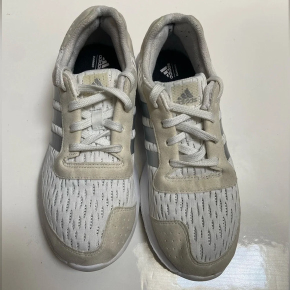 Adidas running cloud foam grey white 3  stripe shoes Sz 7.5 - Picture 6 of 10